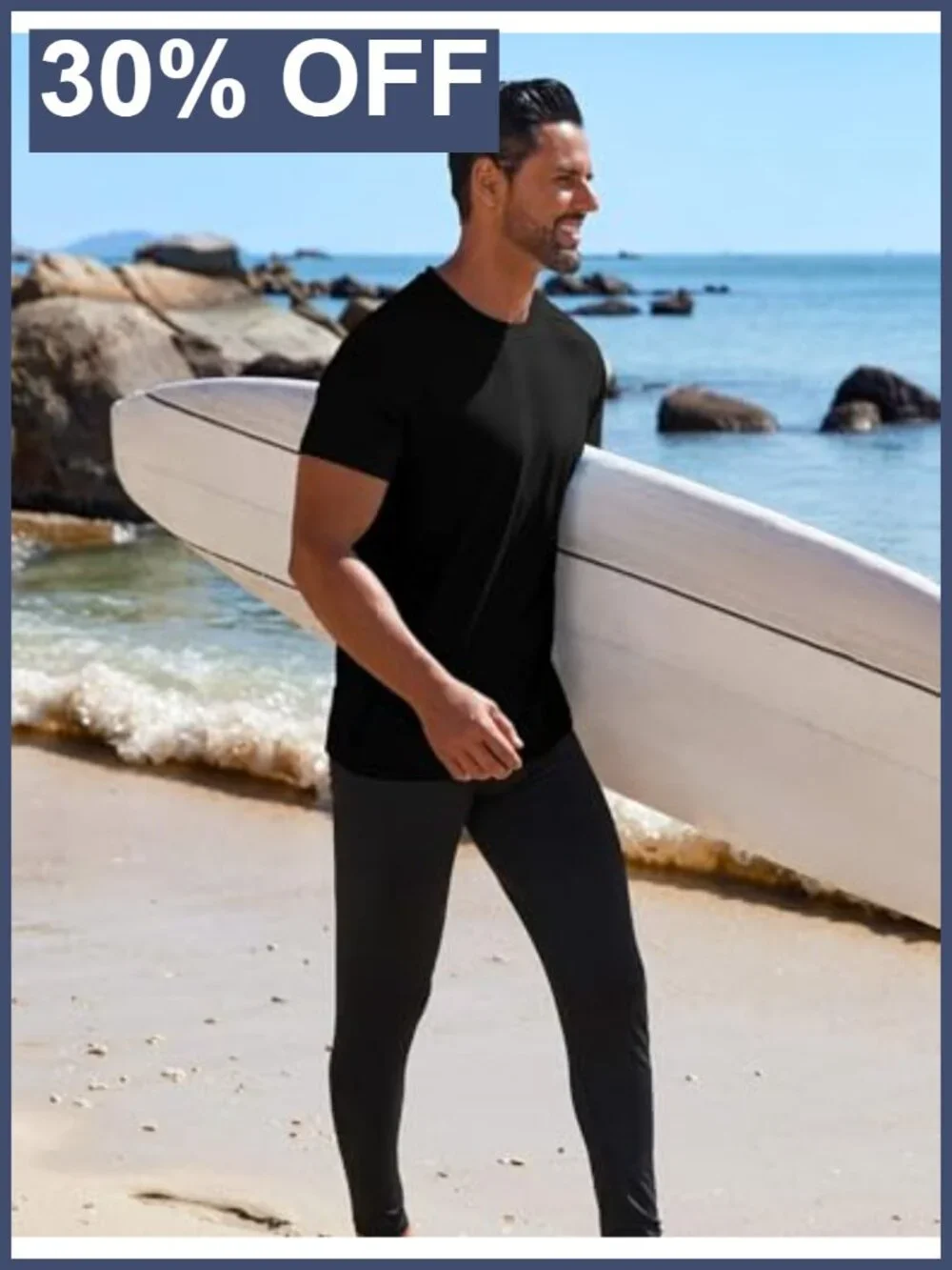 Men's UPF 50+ Rash Guard Swim Shirt Quick Dry Workout Tee